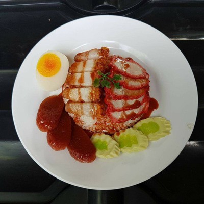 ข้าวหมูแดง+หมูกรอบ