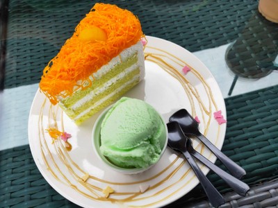 เค๊กฝอยทองไอศครีมมะนาว