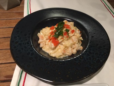 Fectuccine Prawns with cream sauce