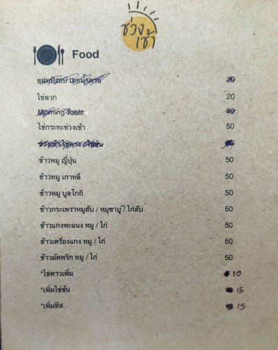 ป้ายราคาหรือสมุดเมนู