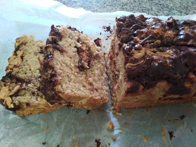 วิธีทำ Chocolate Peanut Butter Banana Oat Loaf  | เค้กโลฟช็อคโกแลตเนยถั่วโอ๊ต