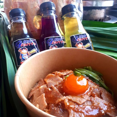 เครื่องดื่มโฮมเมด + ข้าวหมูไลน์มันส์ ไข่ดอง