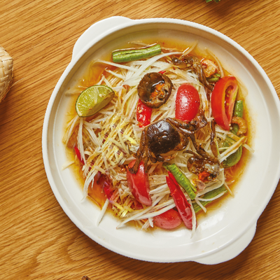 อร่อยไร้สาร ตั้งแต่เครื่องปรุง มะละกอ ผัก และปูแป้นธรรมชาติค่ะ