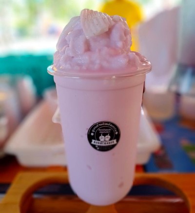 มะพร้าวน้ำหอมปั่นนมสดใส่เผือก สูตรดั้งเดิมต้นตำรับของบ้านแพ้วสมุทรสาครแบรนด์kodc