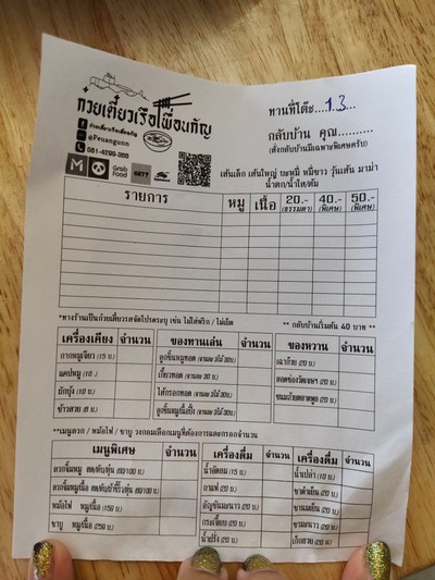 ป้ายราคาหรือสมุดเมนู