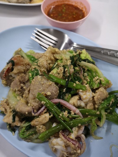 สุกี้แห้งกุ้ง,หมึก,หมึกแช่