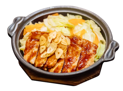 ชุดคุโรบูตะตงเตกิสันนอก + ข้าวญี่ปุ่น + ชาเขียว + ซุปมิโซะ + กะหล่ำปลี