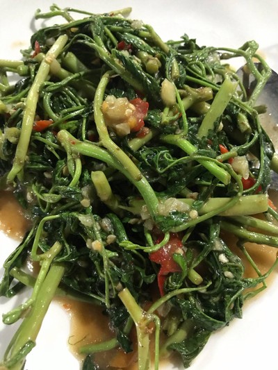 ผัดผักกระเฉดไฟแดง