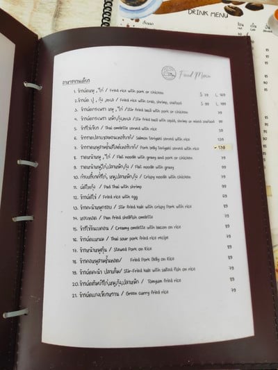 ป้ายราคาหรือสมุดเมนู