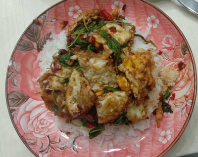 ข้าวราดไข่ดาวผีดกะเพรา