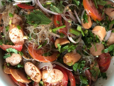 วิธีทำ ลาบวุ้นเส้นไส้กรอก