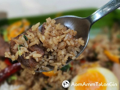 ข้าวมันเนื้อเอ็นแก้วกะเพราพริกข่า