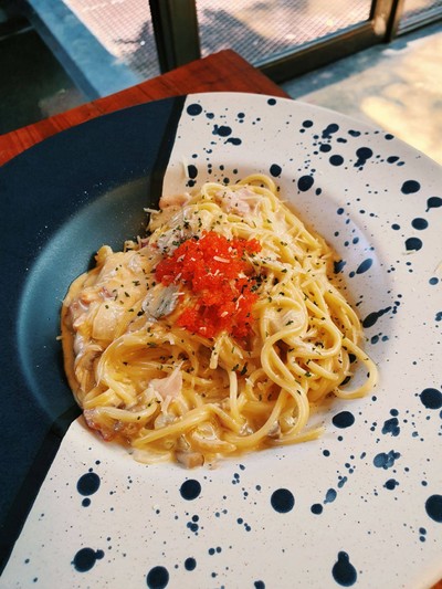 สปาเกตตี้คาโบนาร่าไข่กุ้ง