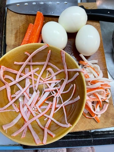 วิธีทำ สลัดปูอัดไข่ต้มน้ำสลัดญี่ปุ่น 