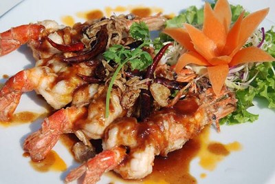 กุ้งราดซอสมะขาม