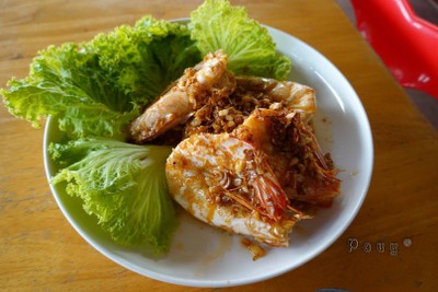 กุ้งแชบ๊วยผัดกระเทียม