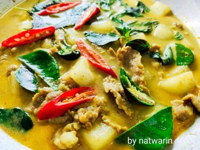 วิธีทำ " เมนู แกงเขียวหวานเนื้อใส่ฟักเขียว "