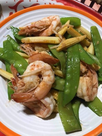 ถั่วลันเตาผัดกุ้ง