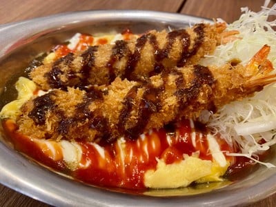 Omelette Shrimp Curry Rice