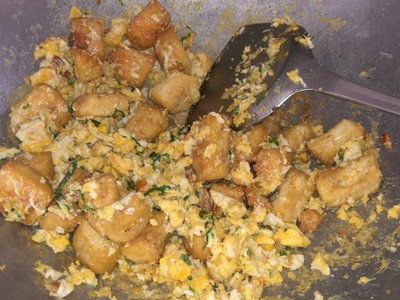 วิธีทำ เต้าหู้ทอดผัดไข่พริกกระเทียม