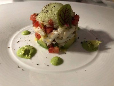 Crab meat salad with avocado