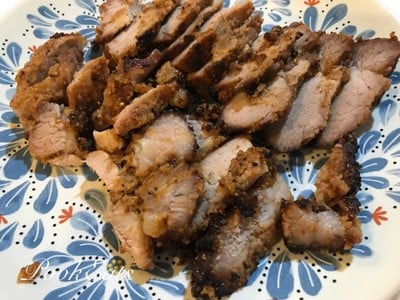 สันคอหมูย่างข้าวคั่ว Air Fryer