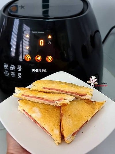 วิธีทำ [Philips Airfryer] ขนมปังชุบไข่ไส้แฮมชีส