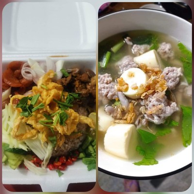 ชุดอิ่มสุดคุ้ม1.ข้าวกะเพราหมูสับหน่อไม้+แกงจืดไข่น้ำ