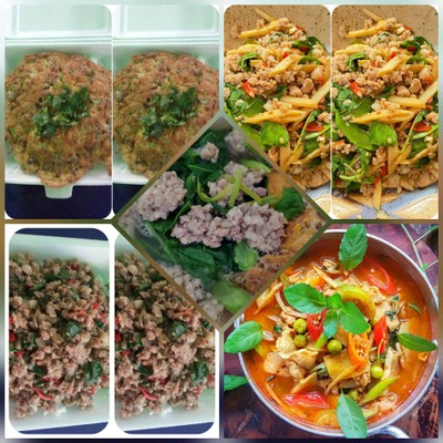 ชุดอิ่มสุดคุ้ม4.ไข่เจียว2กะเพราหมูสับ2หมูสับหน่อไม้2แกงจืดไข่น้ำแกงป่า