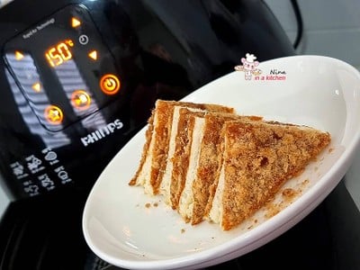 วิธีทำ [Philips Airfryer] ขนมปังหมูหยองชีสน้ำพริกเผา