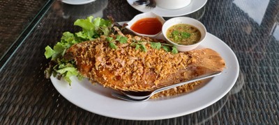 ปลานิลทอดกระเทียม