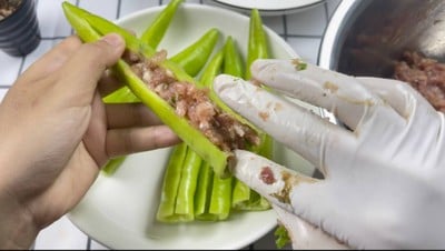 วิธีทำ พริกหนุ่มยัดไส้หมู [ Philips Airfryer ] 