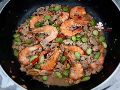 วิธีทำ สะตอผัดกะปิหมู/กุ้ง