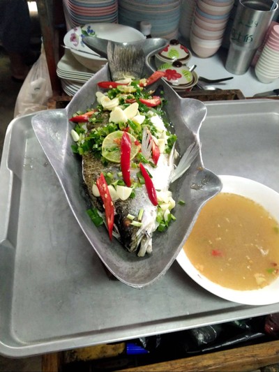 ปลากะพงนึ่งมะนาว(ตัว)