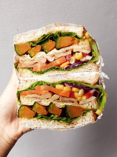 แซนวิซฟักทองผักย่าง