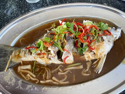 ปลากระพงนึ่งบ๊วย