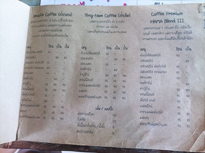 ป้ายราคาหรือสมุดเมนู