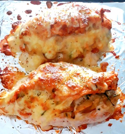 วิธีทำ อกไก่ยัดไส้เห็ดผักโขมชีส mushroom spinach &cheese stuffed chicken  