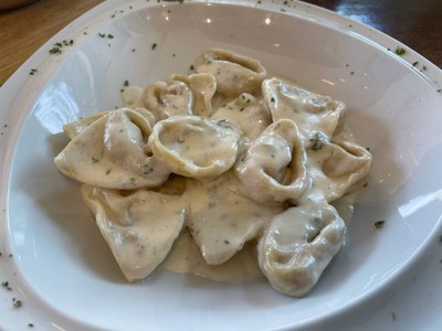 Tortellini filled with parma ham in gorgonzda sauce