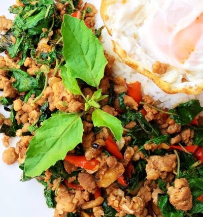 Basil Minced Pork With Rice And Fried Egg