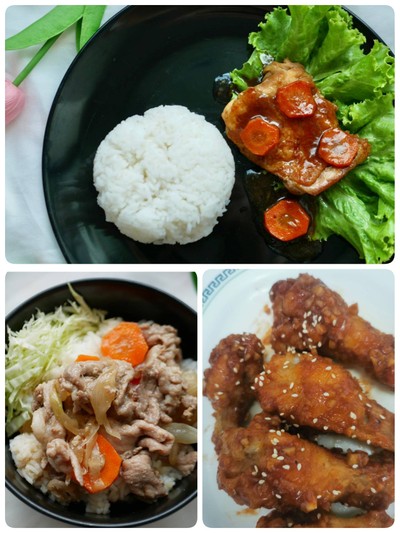 ข้าวไก่เทอริยากิ+ข้าวหมูเทอริยากิ+ไก่ทอดซอสเกาหลี1กล่อง