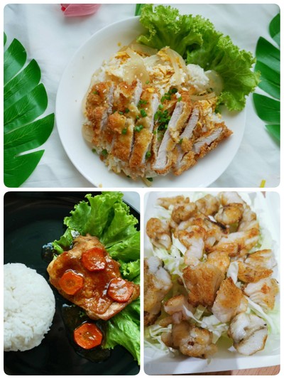 ข้าวคัตสึด้ง+ข้าวไก่เทอริยากิ+ไข่ปลาหมึก1กล่อง