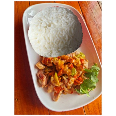 ข้าว+หมูคั่วพริกคั่วเกลือ