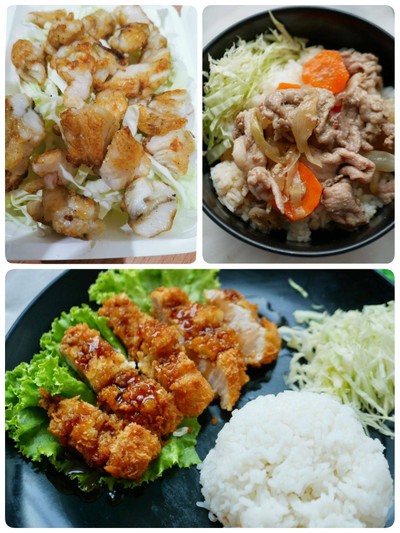 ข้าวหมูเทอริยากิ+ข้าวทงคัตสึ+ไข่ปลาหมึก