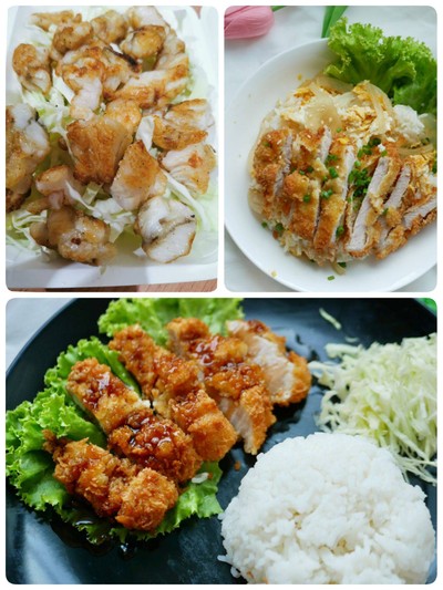 ข้าวคัตสึด้ง+ข้าวทงคัตสึ+ไข่ปลาหมึกทอด