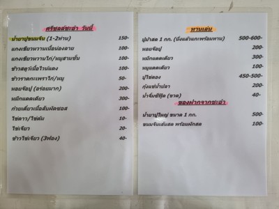 ป้ายราคาหรือสมุดเมนู