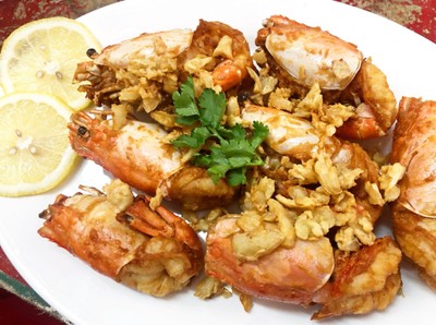 กุ้งกร้ามกรามทอดกระเทียม