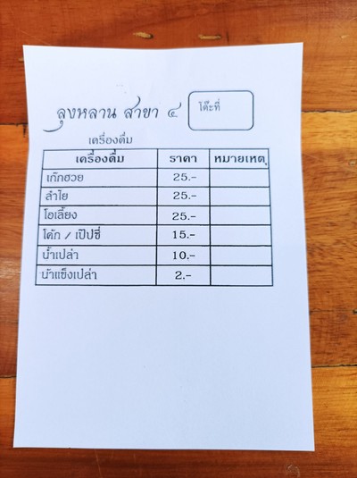 ป้ายราคาหรือสมุดเมนู
