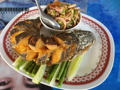 ปลาช่อนทอดยำ