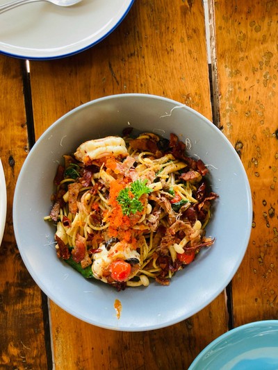 สปาเกตตี้เบคอนพริกแห้ง